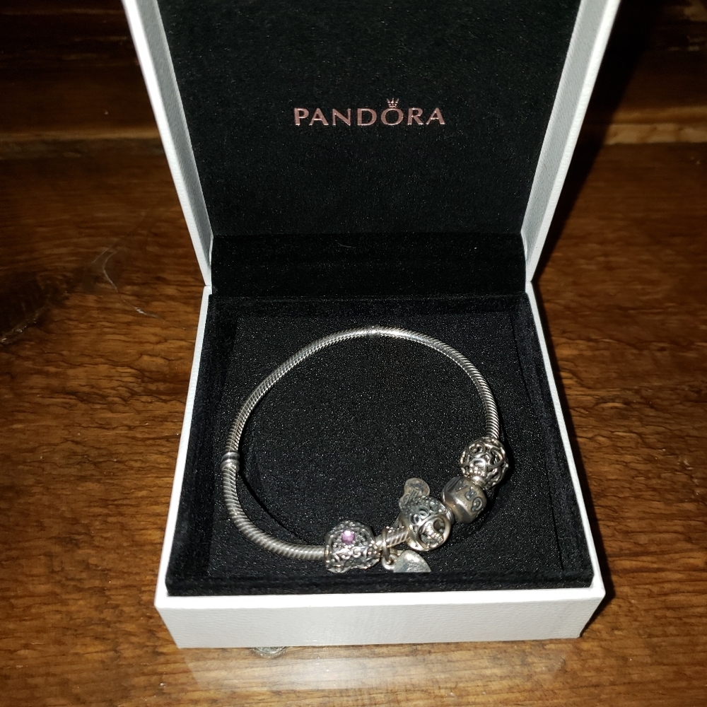 Pandora bracelet with 4 charms
